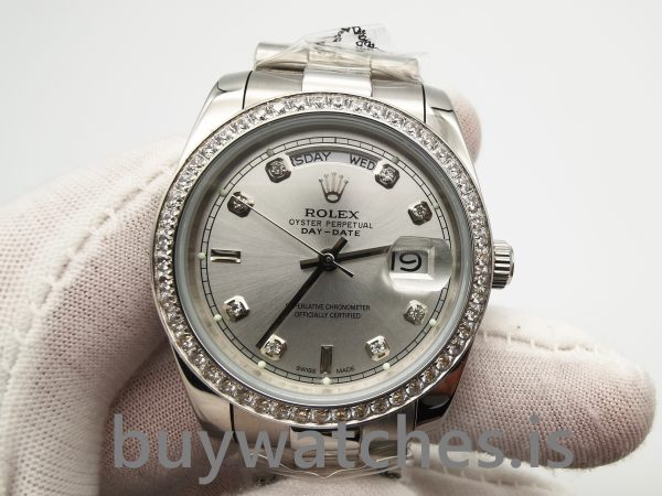 Rolex Day-date 118346 Silvergrå 36 mm diamant automatisk klocka