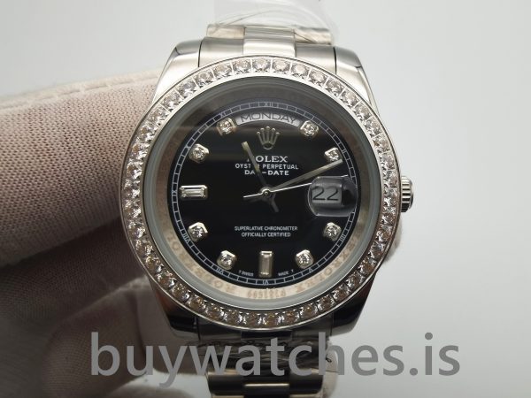 Rolex Day-Date 218349 Mens 41 mm svart med diamanter automatisk klocka